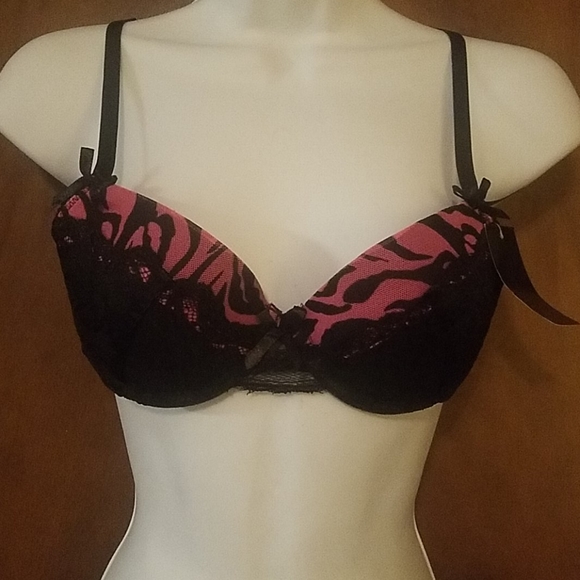 TWO PIECE HOT PINK AND BLACK ZEBRA LINGERIE SET - Picture 3 of 5
